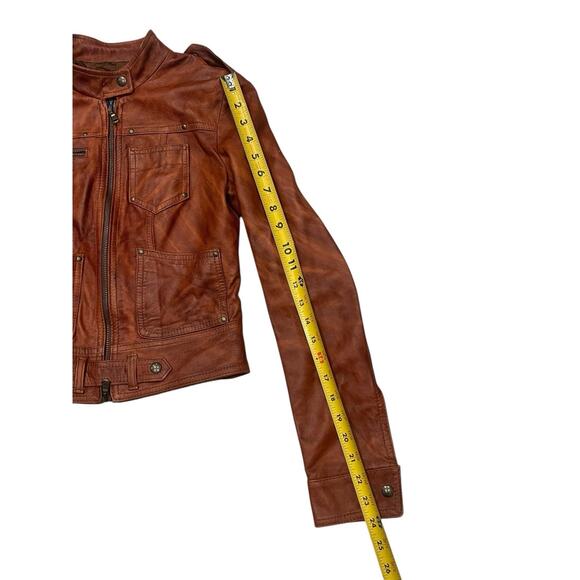M&R MODA IN PELLE FIRENZE Leather Jacket SZ 42 Brown Made Italy - Picture 11 of 11